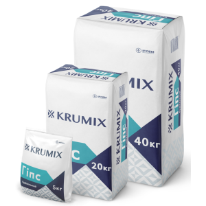 Гіпс будівельний Г-5 ТМ "КРУМіКС" (КRUMIX) 20,0кг (пал. 1,28т)