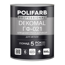 Грунтівка антикорозійна "DekoMal ГФ-021" (Сіра) ТМ "POLIFARB" 0,9кг